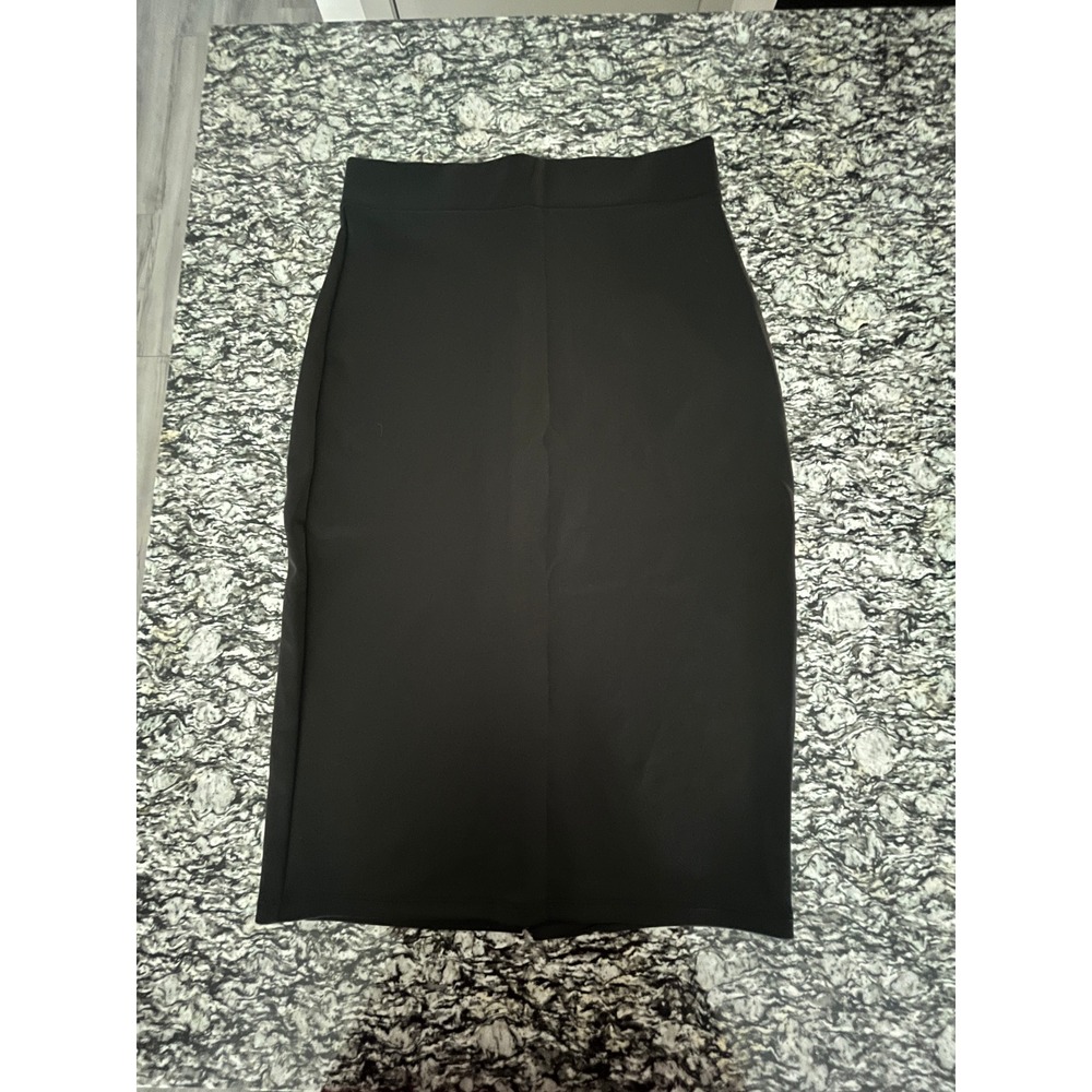 Leggings Queen Black High Waisted Midi Pencil Skirt with Back Slit Size Medium